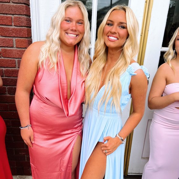 Mac Duggal Plunge V Neck Chiffon Grecian Gown - Picture 6 of 6